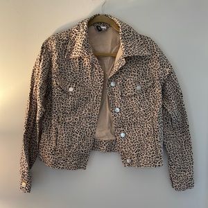 H&M cheetah print jean jacket size S